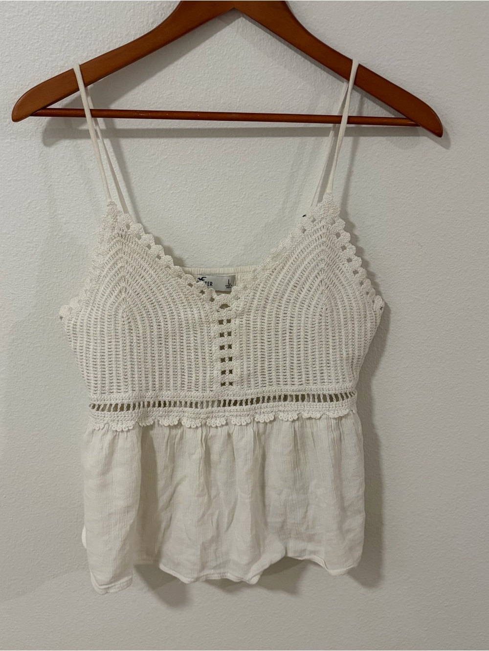 Hollister White Crochet Bodice Peplum Cami